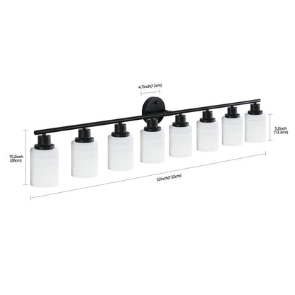 Vanity Light Fixture | 4/5/6/8-Light Bathroom Wall Sconce with Frosted White Glass & Iron Frame — Black, Chrome or Gold, 4 Sizes