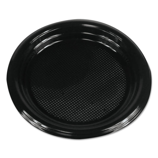 Boardwalk Hi-Impact Plastic Dinnerware, Plate, 6" dia, Black, 1,000/Carton