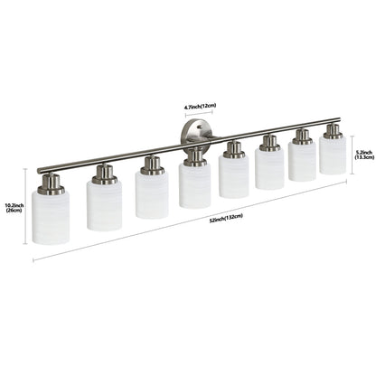 Vanity Light Fixture | 4/5/6/8-Light Bathroom Wall Sconce with Frosted White Glass & Iron Frame — Black, Chrome or Gold, 4 Sizes