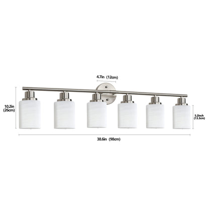 Vanity Light Fixture | 4/5/6/8-Light Bathroom Wall Sconce with Frosted White Glass & Iron Frame — Black, Chrome or Gold, 4 Sizes