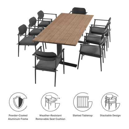 Aeris 9-Piece Outdoor Patio Aluminum Dining Set by Modway