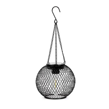 Outdoor Solar Iron Lantern Led Solar Lights Waterproof Decorative Hanging Lights for Tree Garden Yard Patio Pathway Dusk-to-dawn