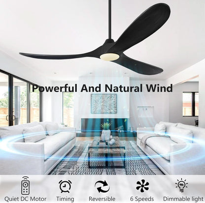 52Inch Matte Black Ceiling Fan Indoor Outdoor Low Noise