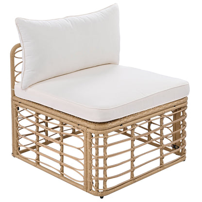 7 Pieces Outdoor Patio Furniture, All-Weather Rattan Sectional Sofa Set with