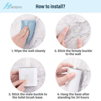 Silicone Bristles Toilet Brush And Holder For Bathroom Storage And Organization Compact Wall Hang Cleaning Kit Accessories Silicone Toilet Brush With Holder Bathroom Toilet Bowl Brush Set Non-Slip Handle Wall Mounted Floor Standing